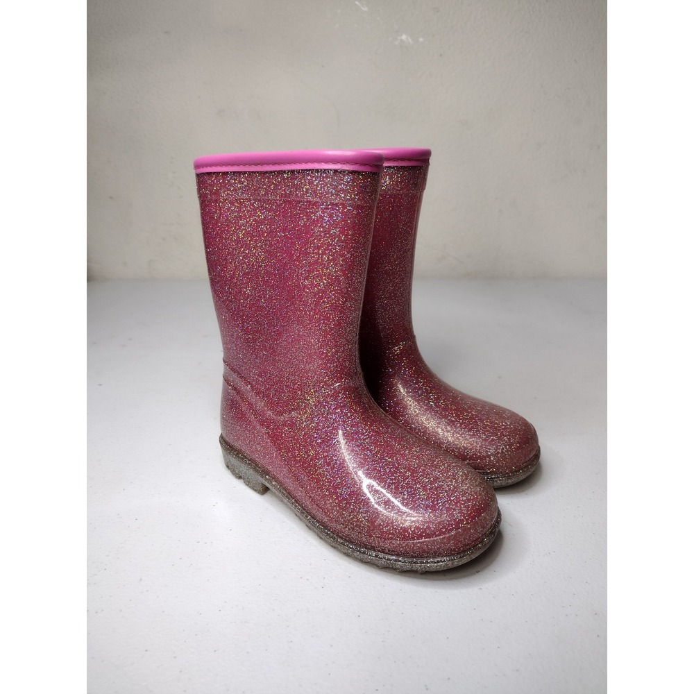 Carters Kids Pink Glitter Rain Boots Waterproof Sparkly Shoes Size 10M